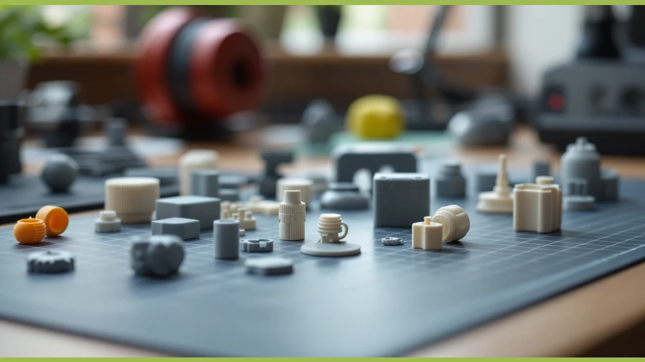 A group of small printed shapes on a cutting mat.