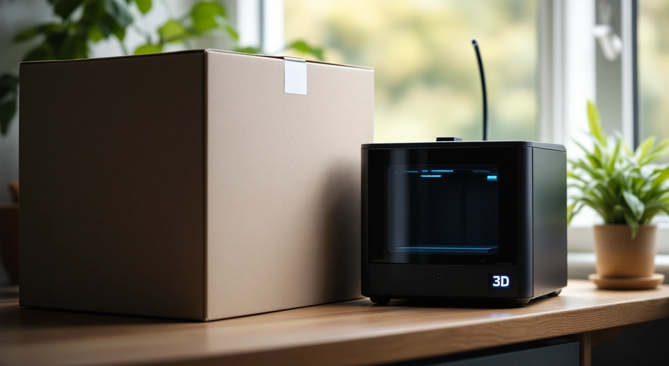 An idle unbranded printer on a bright workshop bench
